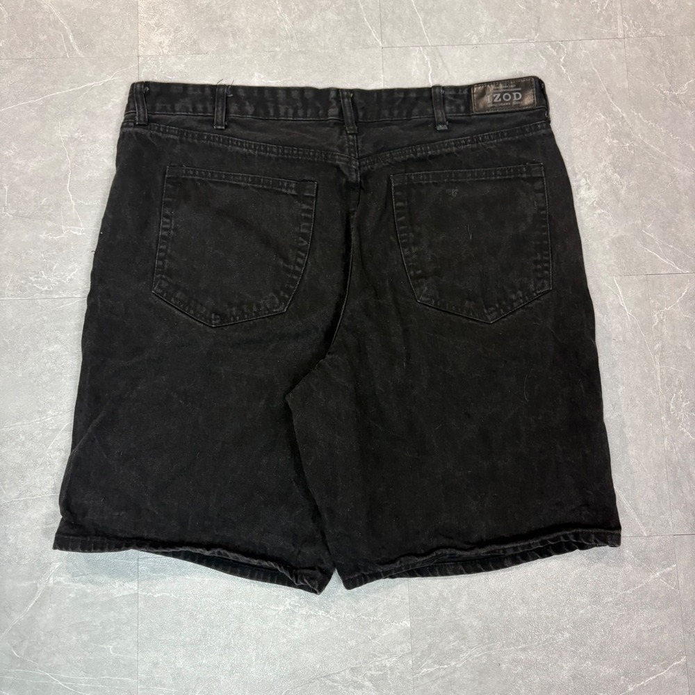 IZOD Mens Regular Fit Black Denim Shorts Size 40 Casual Five Pocket Jean Shorts